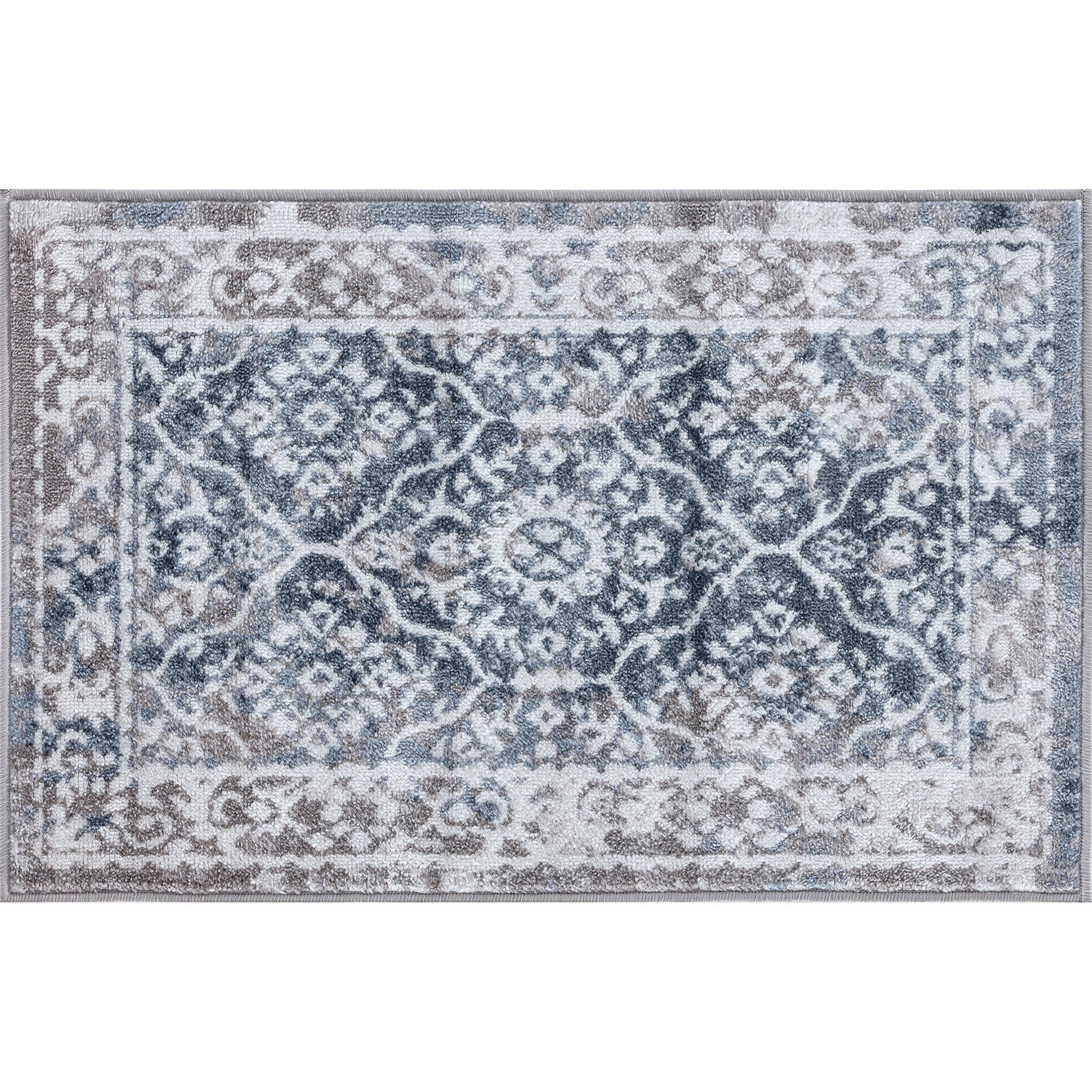 Bliss Rugs Traditional Indoor Doormat Oriental Floor Mat for Entrance, Indoor Door Mat | Blue, 2' x 3'