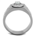 thumbnail image 3 of Mens Ring Round Stainless Steel Ring with AAA Grade CZ in Clear, 3 of 7