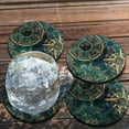 thumbnail image 4 of WIRESTER Drink Round Fabric Felt Neoprene Coasters Set of 4pcs, Teal Bohemian Flowers Compass, 4 of 4