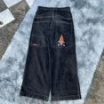 thumbnail image 6 of Streetwear Jeans Y2K Harajuku Hip Hop Bulldog Graphic Baggy Jeans Black Pants New Style Gothic High Waist Wide Leg Trousers, 6 of 6