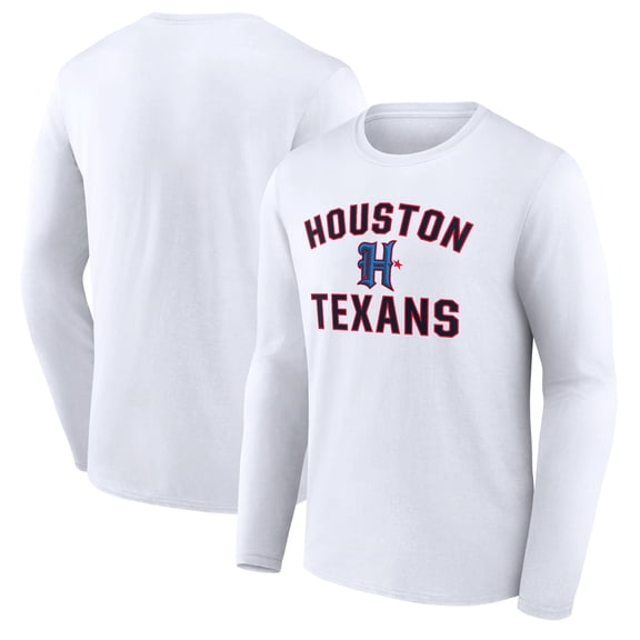 Men's White Houston Texans Secondary Logo Victory Arch Long Sleeve T-Shirt