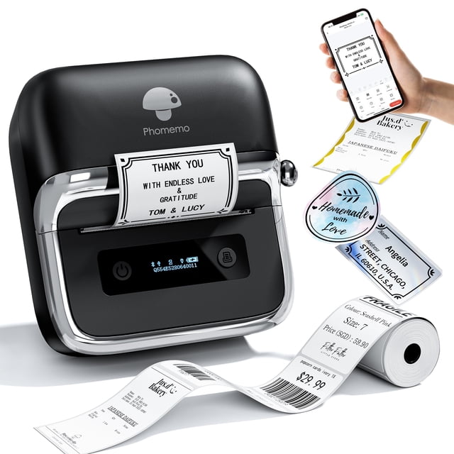Phomemo M250 Label Maker, 3 Inch Thermal Label Maker Machine with Tape, Versatile App with 1500 Icons & 200 Templates, Thermal Barcode Labe