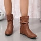 thumbnail image 4 of NECHOLOGY Botas Mujer Adulto Femenino Zapatos Botines para mujer Botas informales elevadas de cuero plisado de color sólido a la moda para mujer (Brown, 8.5), 4 of 5