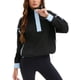 thumbnail image 1 of Sudadera recortada para mujer ATHLECHIC con media cremallera, pulóver de forro polar, chaqueta oversized con bolsillos, S, negra, 1 of 5