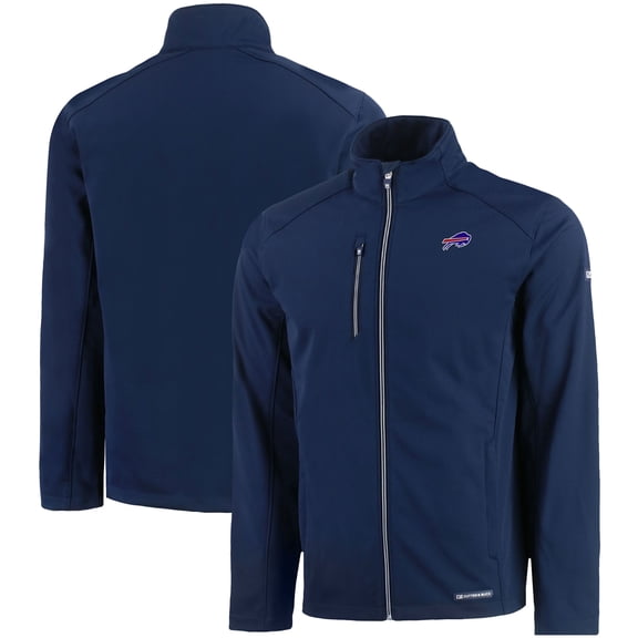 Men's Cutter & Buck Navy Buffalo Bills Evoke Eco Softshell Recycled Full-Zip Jacket