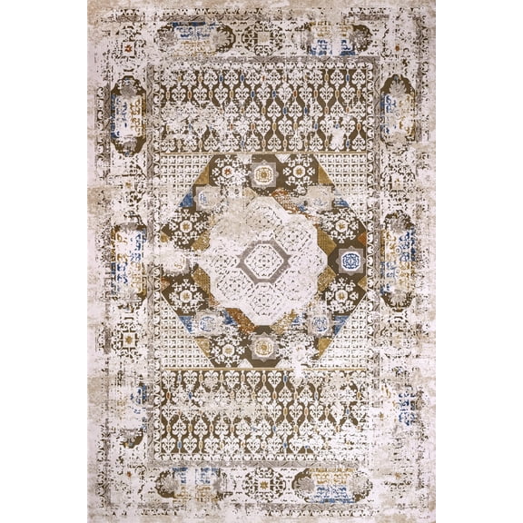 Brown Oriental Area Rugs for Living Room Washable Rugs Boho Moroccan Area Rug Soft Neutral Geometric Bohemian Carpet Distressed Indoor Rug for Bedroom Dining Room Office Foldable Nonslip Rug