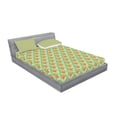 thumbnail image 2 of Ambesonne Abstract Fitted Sheet & Pillow Sham Set, Vivid Rhombus Pattern Line, Full, Pale Green Orange, 2 of 2