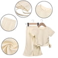thumbnail image 2 of Nmmacb Kids Baby Girls T-Shirt Flare Pants Outfit Short Sleeve T-shirt Tops Bell-Bottom Flared Pants Sets Spring Summer Clothes for 1-10T, 2 of 9