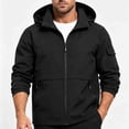 thumbnail image 7 of LYSMORA Mens Hooded Softshell Jacket Cargo Sleeve Pocket Zipper Side Pockets Elastic Cuff Windproof Daily Outdoor Coat, 7 of 7