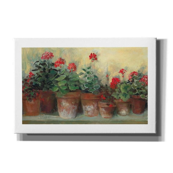 Epic Graffiti 'Kathleens Geraniums' by Carol Rowan, Giclee Canvas Wall Art, 60"x40"