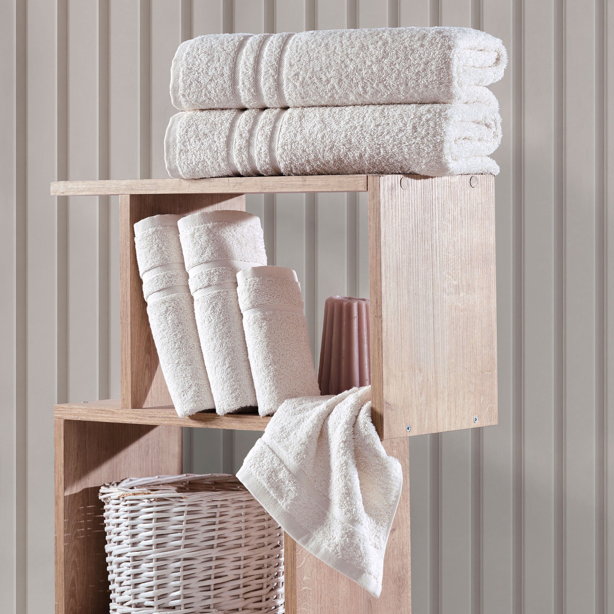 Hawmam Linen 4-Piece Turkish Cotton Bath Towel Set, Blue photo 7