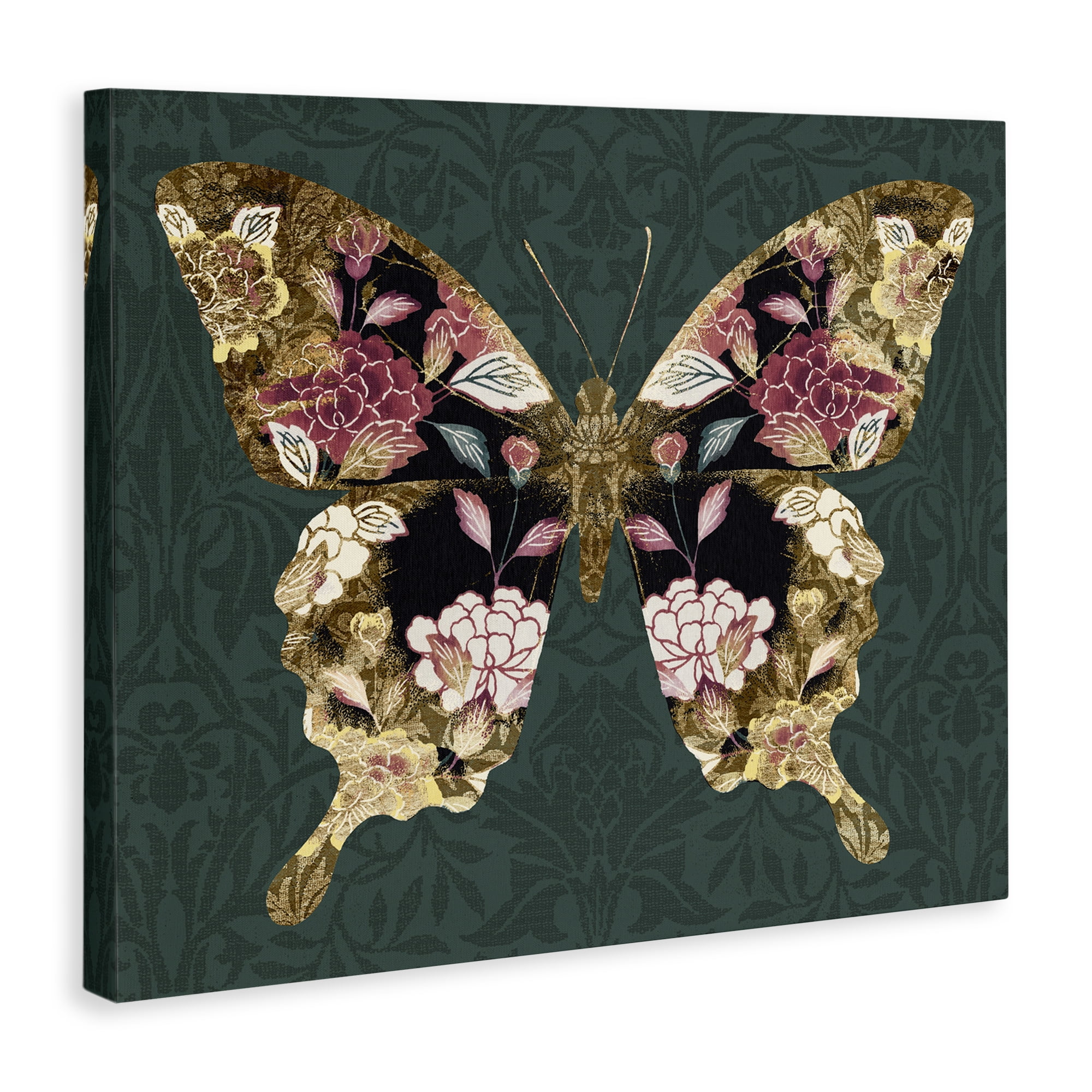 Stupell Industries Traditional Florals Butterfly Animals & Insects Painting Gallery Wrapped Canvas Art Print Wall Art, 30 x 24