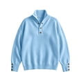 thumbnail image 5 of Womens Knit Mock Neck Sweater Solid Color Loose Fit Long Sleeve Button Up Pullover Tops for Fall Winter, 5 of 7