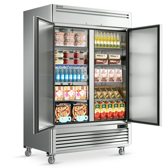 Coolski 54"W 2 Door Commercial Refrigerator, 49 Cu.ft Stainless Steel Reach-in Fridge