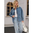 thumbnail image 3 of DARING DIVA Women's Long Sleeve Button Down Pockets Western Denim Jacket XL Gray Blue, 3 of 7