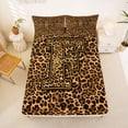 thumbnail image 5 of jejeloiu Leopard Print Monogram F Bed Sheets For Girls,Classic Animal Initial King Sheets For Kids,4-Piece, 5 of 6