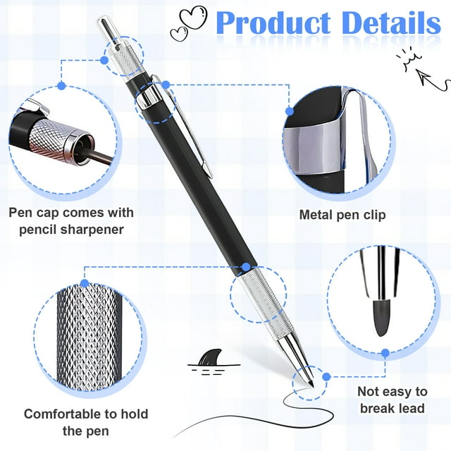 Langgg Automatic Pencil Set For Stationery Lovers Assorted Colors Smooth Writing black