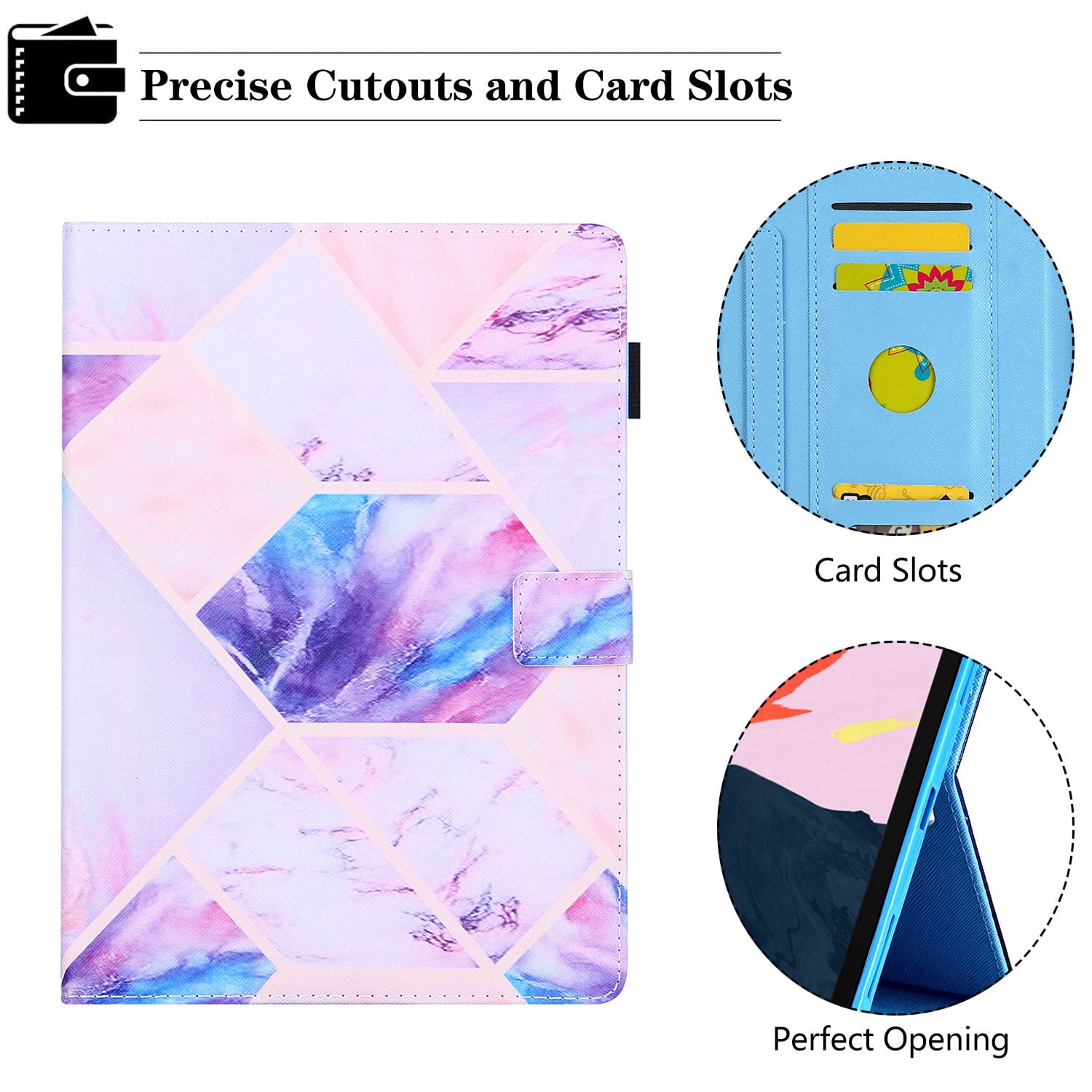 iPad Air 4th Gen Case 10.9", iPad Pro 11 Case 2021/2020/2018, Allytech PU Leather Slim Auto Sleep Wake Shockproof Kickstand Pencil Holder Case Cover for Apple iPad Air 4, iPad Pro 11,Purple Grid