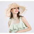 thumbnail image 3 of Yoyauz Women Sun Hat with Mesh Flower Decoration Wide Brim Hat Occasion Event Organza Fancy Church Dress Hat, 3 of 6