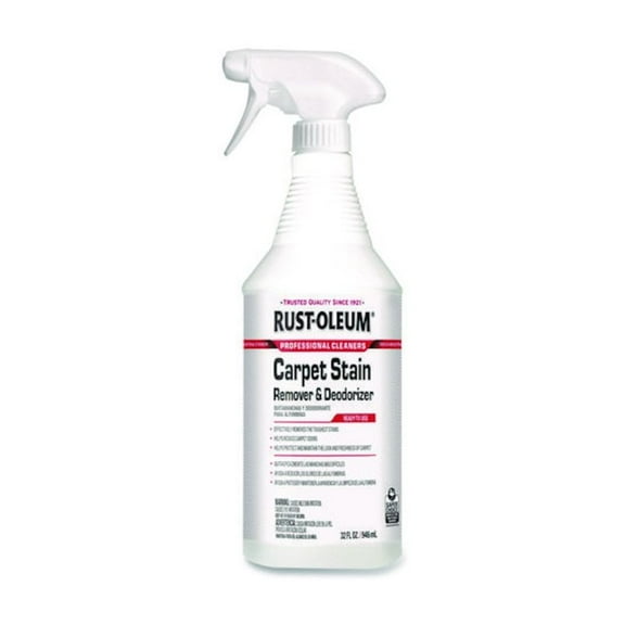 Rust-Oleum Carpet Stain Remover Plus Deodorizer, Lemon Scent, 32 oz Spray Bottle, 6/Carton
