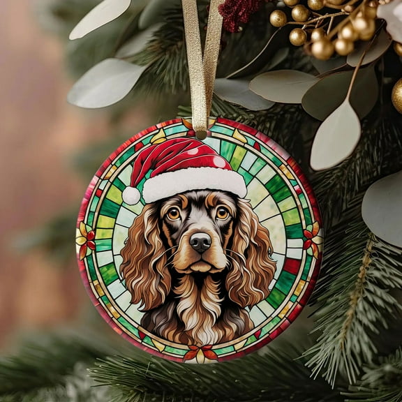 Field Spaniel Dog Ornaments Ceramic For Christmas, Stained Glass Ornaments Ceramic Christmas 2025