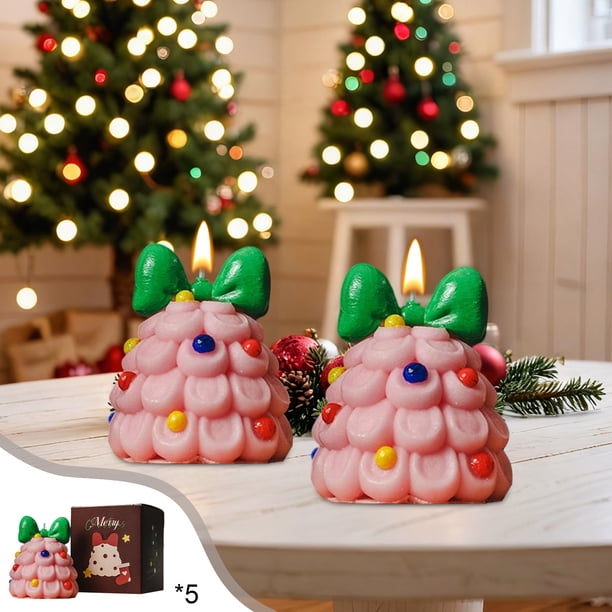 Seyotauo 5 Pcs Soy Wax Xmas Candle, for Ideal Family and Friends Gift, Creates Romantic Ambience, Lively and Design, Premium Paraffin, Suitable for Home Decor and Parties