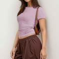 thumbnail image 4 of JFHHQ T-Shirt Basique Ajusté pour Femmes à Manches Courtes pour Tenue Décontractée SPink, 4 of 6