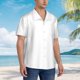 thumbnail image 3 of Fotbe White Camisa Hawaiana para Hombre Unisex – Camisa Casual de Verano con Botones de Manga Corta de Algodón y Lino,Medium, 3 of 7