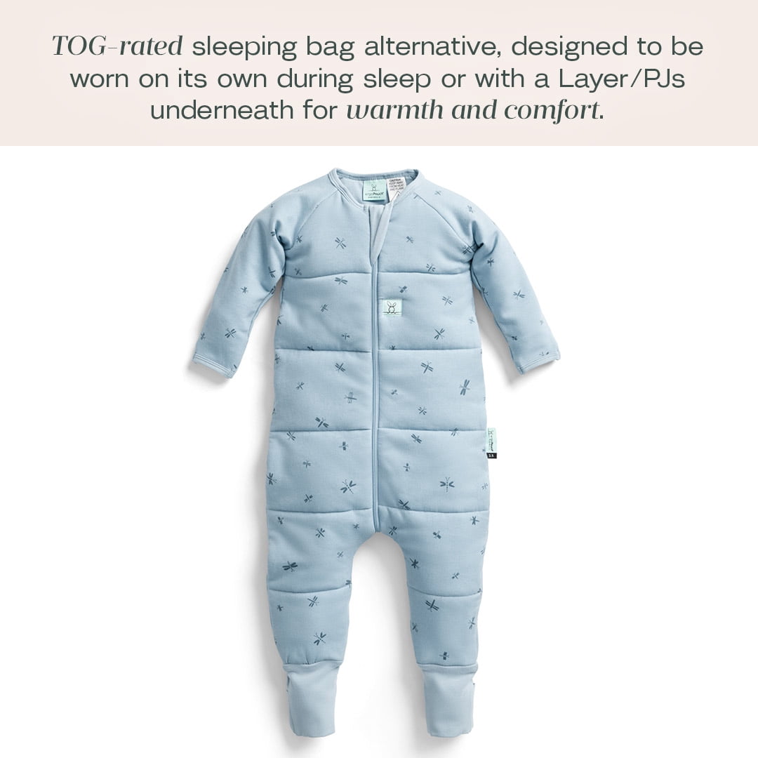 ergoPouch 3.5 TOG Sleeping Onesies For Baby Girl and Baby Boy - Baby Onesies for Easy Diaper Changes - Baby Girl Onesies Made with Breathable Materials (6-12 Months, Dragonflies)