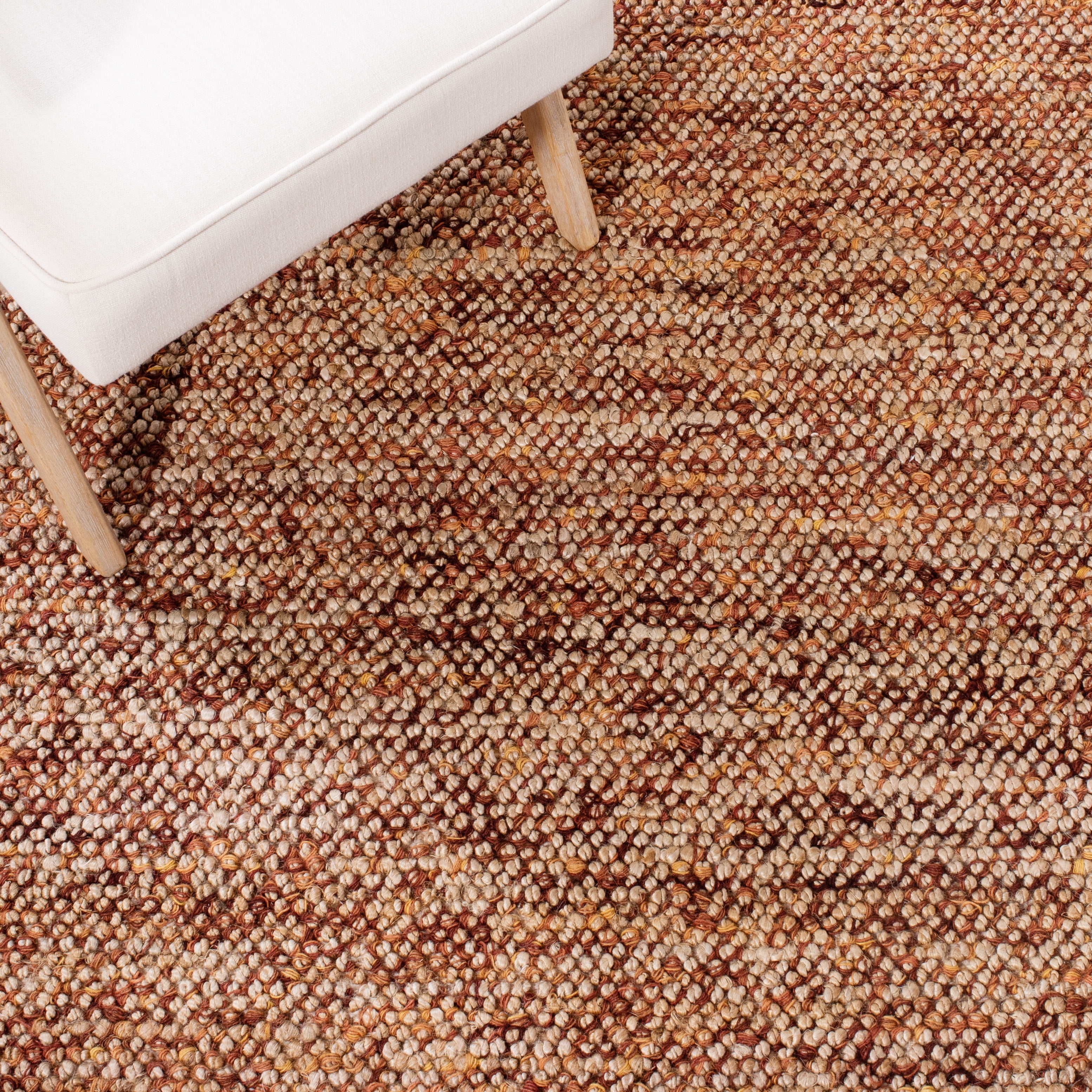 SAFAVIEH Bohemian Martha Solid Area Rug, Natural/Rust, 6' x 6' Round