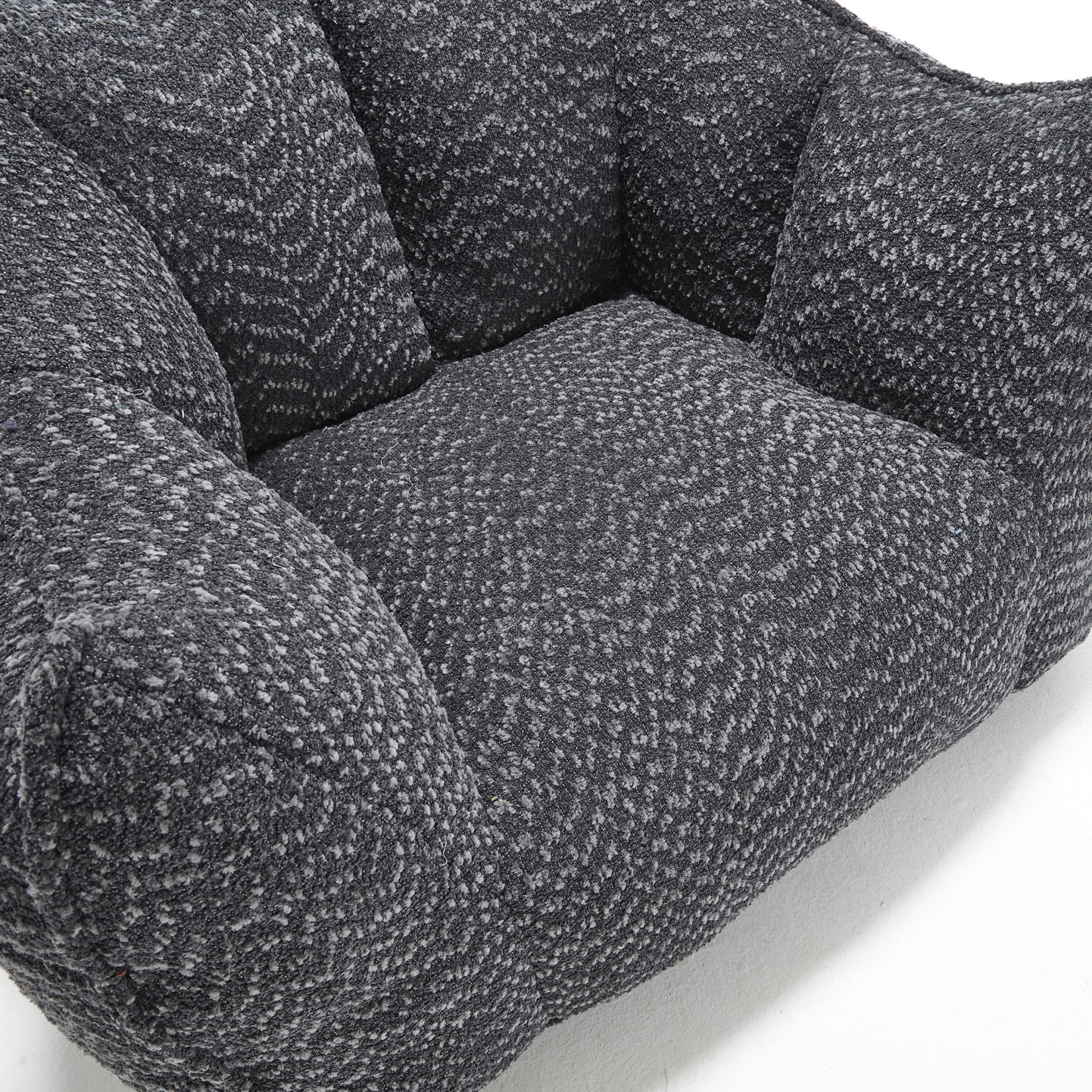 Chenille Bean Bag Chair for Adults, Oversized Fluffy Sofa Chair with High-Density Foam Filler, Square Accent Lounge Chair for Living Room, Bedroom & TV Watching, Black
