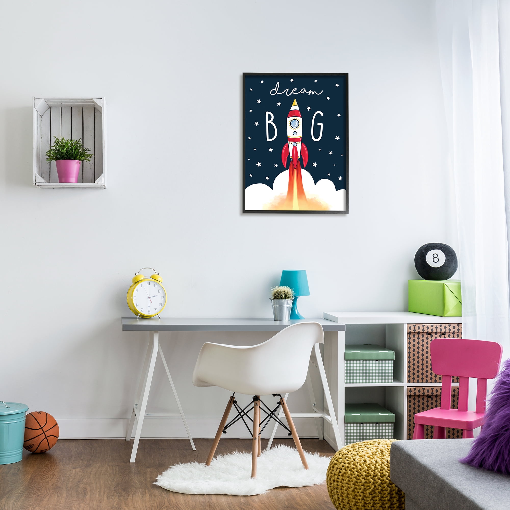 Stupell Industries Dream Big Sentiment Rocket Blast Off Starry Clouds, 24 x 30, Designed by Elizabeth Tyndall