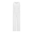 thumbnail image 4 of BLOCLOALO 2 Piece Lounge Set Sleeveless Tops Women's Solid Loose Cotton Linen Suit O Neck Vest Tank Women's Pants with Pockets Cropped Tank Tops Trendy Business Sets Lightweight Lounge Sets White 3Xl, 4 of 5