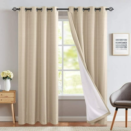 Room Darkening Curtains For Bedroom 95 Inches Long Moderate Blackout Living Lined Window Curtain Panels Grommet Top 2 Beige Canada Room Darkening Curtains For Bedroom 95, Blackout Curtains Grommet 95