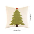 thumbnail image 3 of Velvet Embroidery Christmas Tree Pillow - Festive Sofa Cushion Decor for Living Room Bed Holiday Accent​(Green), 3 of 6