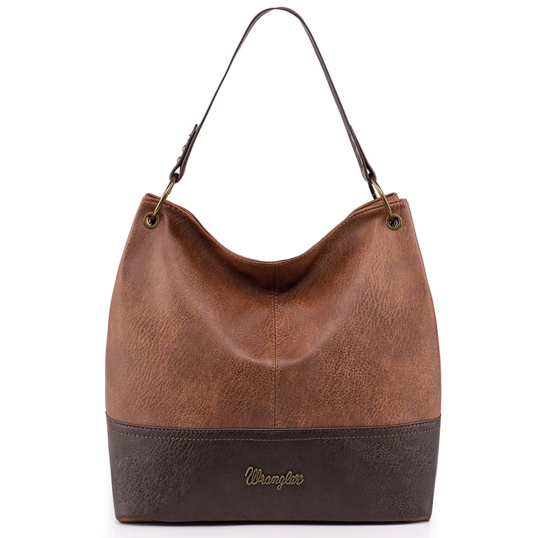 Wrangler Hobo Bag, Vegan Leather Two-Tone Brown photo 6