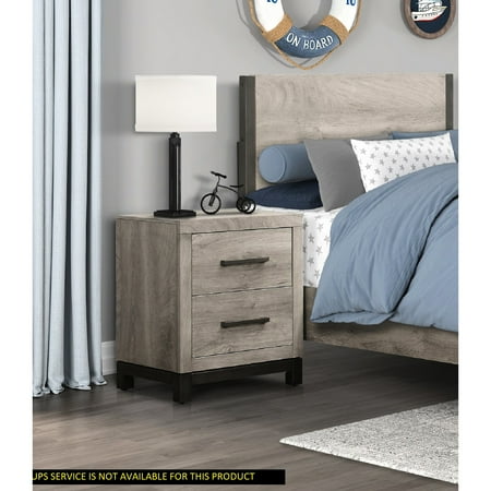 Attractive Gray Nightstand For Bedroom - 2 Drawers & With Metal Hardware Laminate