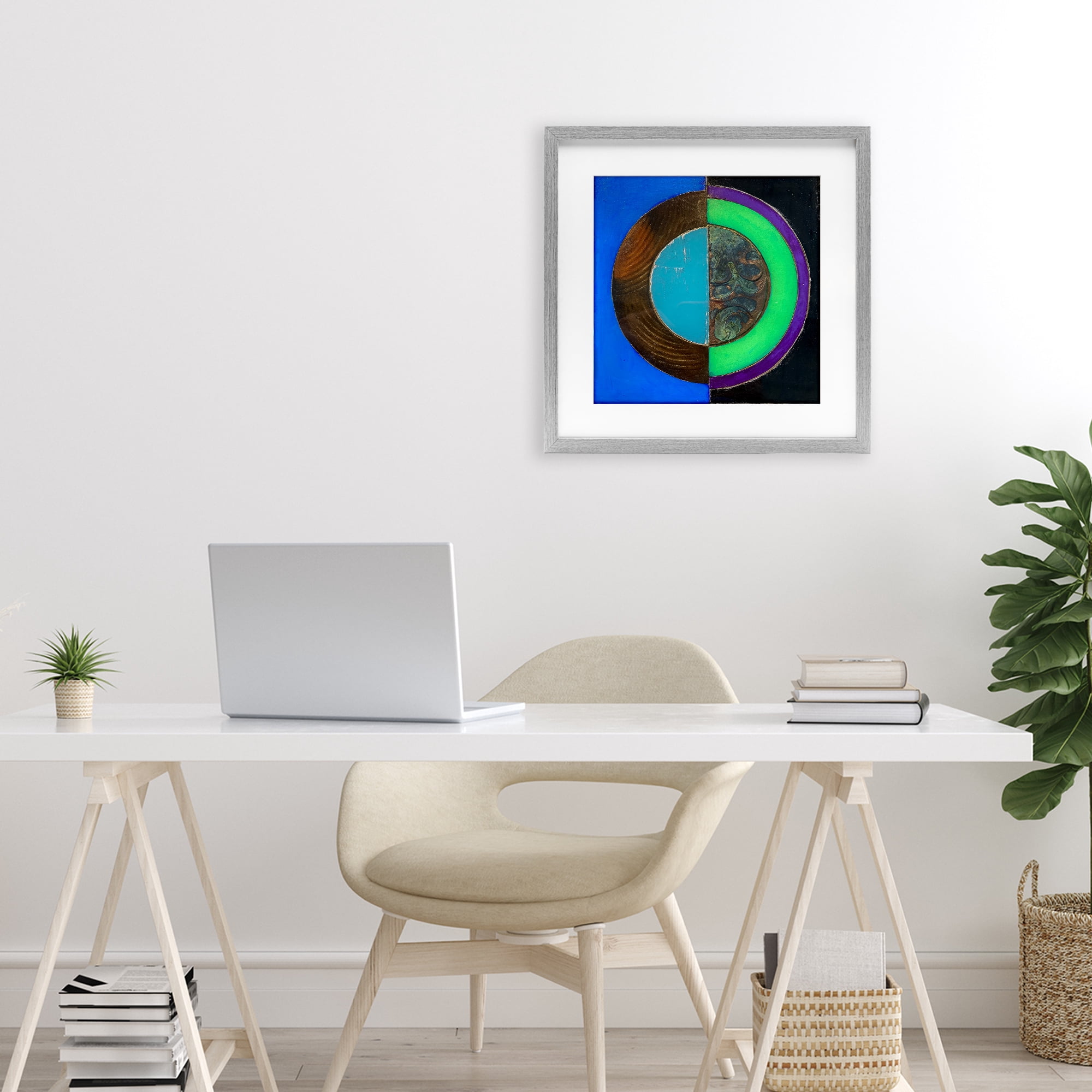 Stupell Industries Nocturnal Circle Symmetry Gray Framed Print Under Glass, design by Matthew Finger