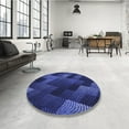 thumbnail image 4 of Ahgly Company Machine Washable Indoor Square Transitional Denim Dark Blue Area Rugs, 4' Square, 4 of 7
