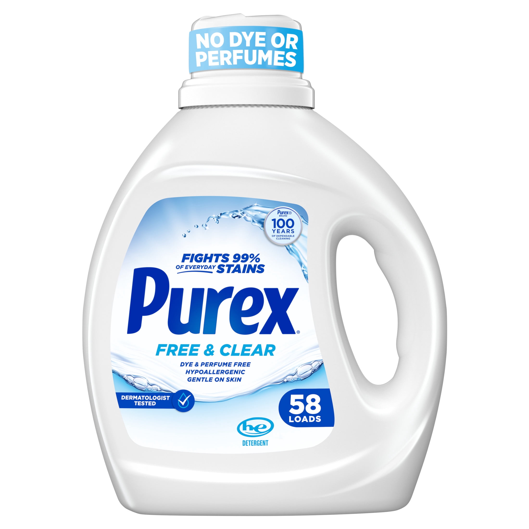 (6 pack) Purex Free & Clear Liquid Detergent, Sensitive Skin, 66 fl oz, 58 loads