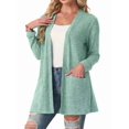 thumbnail image 3 of Cardigan Sweaters for Women Casual Open Front Long Sleeve Knit Coat with Pockets Trendy Light Green M, 3 of 9