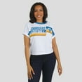 thumbnail image 4 of Women's WEAR by Erin Andrews White Los Angeles Chargers Cropped Center Stripe Dolman T-Shirt, 4 of 6