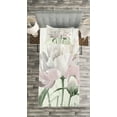 thumbnail image 3 of Ambesonne Flower Quilted Bedspread Set 2 Pcs, Pink Rose Tulip Abstract, Twin Size, White, 3 of 3