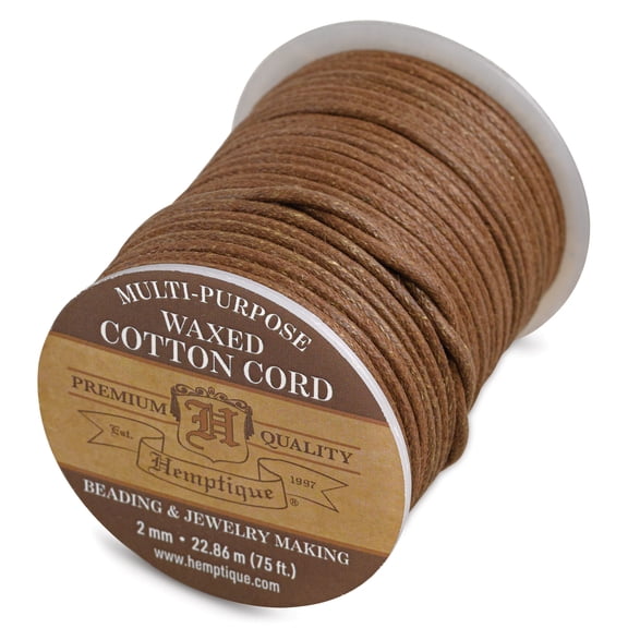 Hemptique Waxed Cotton Cord - Brown, 2 mm