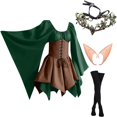 thumbnail image 1 of NMMUED 4 Pcs Costume Médiéval Femme Robe Renaissance Robe Victorienne pour Femme Costume Renaissance Femme, Vert 2 L, 1 of 2