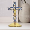 thumbnail image 4 of Figura de cruz de pie, coleccionable, decorativa, cristiana, de aleación de zinc. Oro Azul, 4 of 9