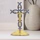 thumbnail image 4 of Figura de cruz de pie, estatua de cruz, adorno de mesa, estatua de crucifijo de Jesús Oro Azul, 4 of 9