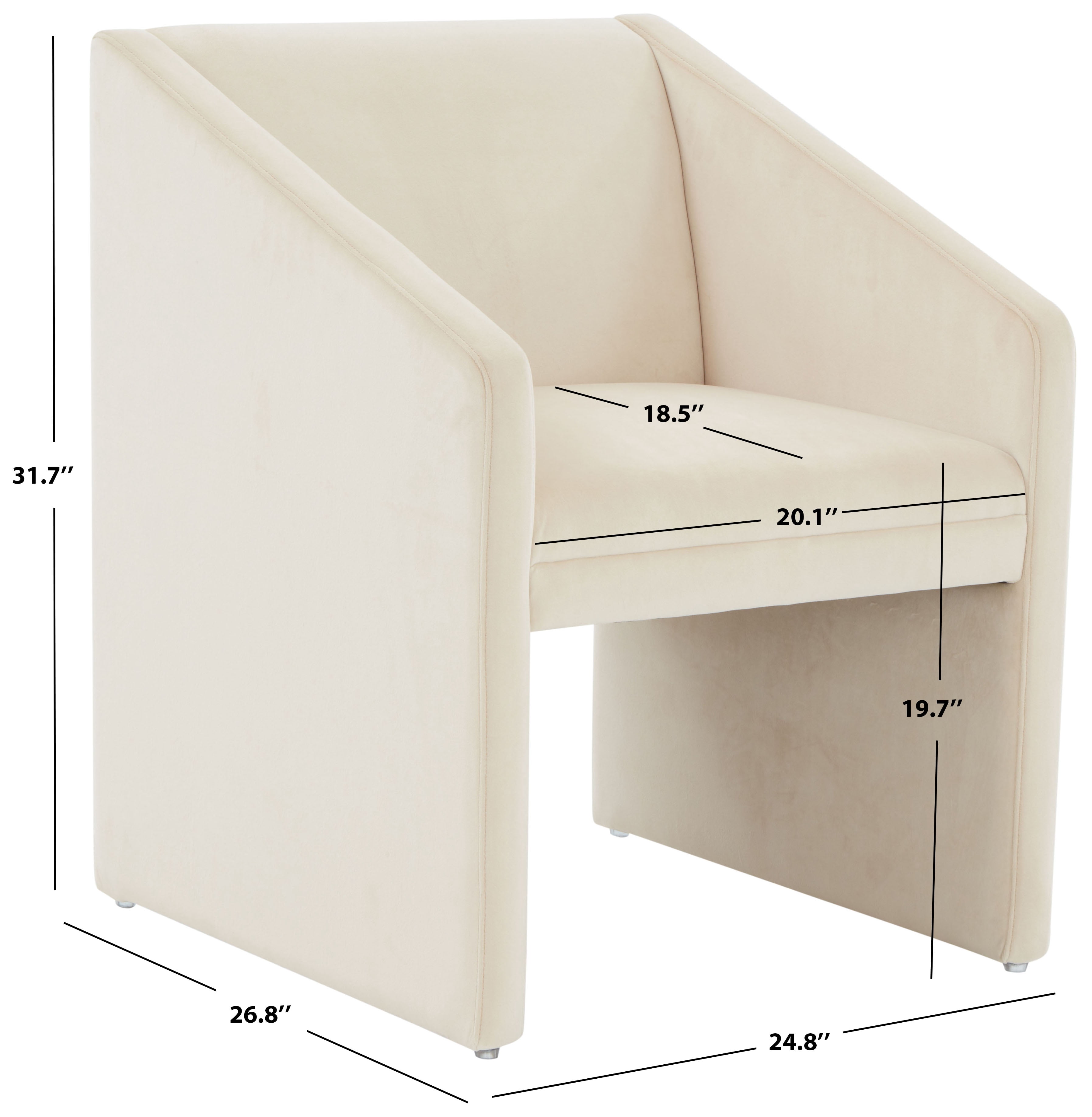 SAFAVIEH Couture Liandra Contemporay Velvet Solid Dining Armchair, Cream