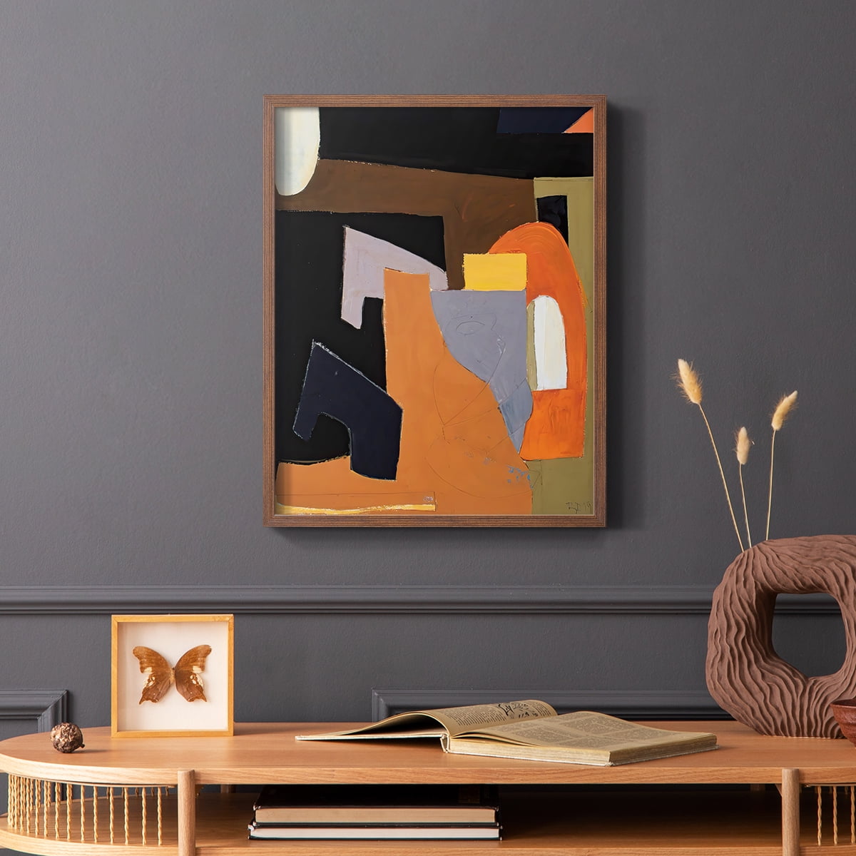 The Olive Press Room Framed Print in Brown Solid Wood Framed Print No Nail Hanging