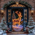 thumbnail image 5 of UV Activated Night Glow Fluorescent Christmas Door Cover, Glows in Dark 2D Flat Holiday Garage Door Covers with Cartoon Santa and Elf for Christmas Party, 5 of 6